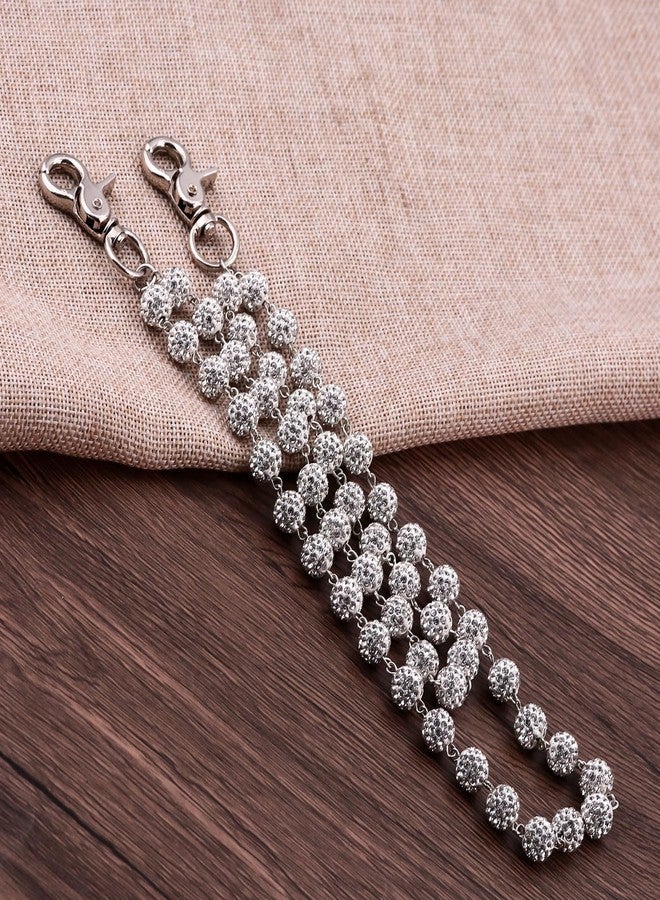 SORGERLY Pocket Wallet Chains for Men - Ceramic Rhinestone Baseball Beads Jean Belt Pant Chain - Sparkly Tote Bag Handbag Accessories for Women(White) - Image 5